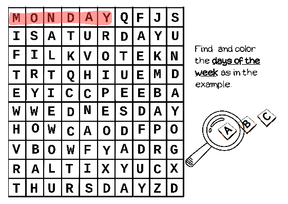 Preview of Days of the week crossword