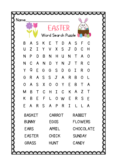 Preview of Easter Word Search Fun: A Challenging Hunt for Hidden Words!