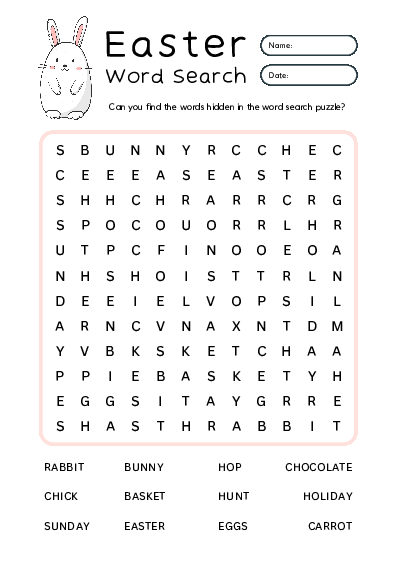 Preview of Easter Word Search - Worksheet